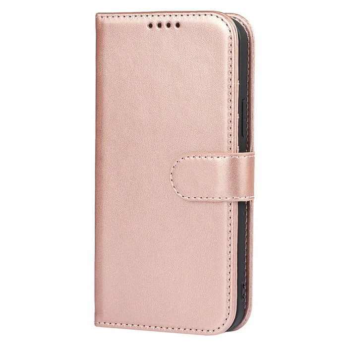 R61 Texture PU Leather Wallet Mobile Cover Shell for iPhone 12 6.1 inch - Rose Gold - 2