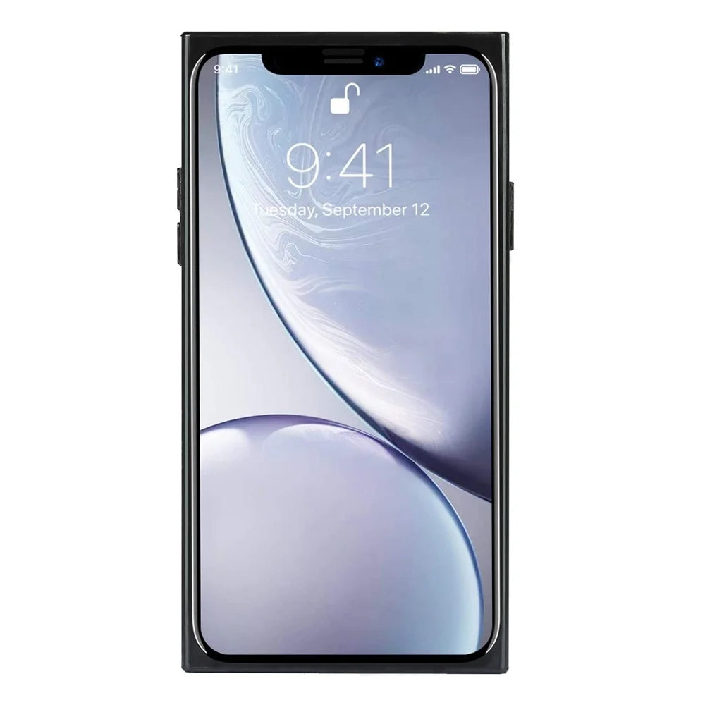 Drop-Proof Litchi Texture Genuine Leather Coated Black TPU Phone Cover with Card Slots for iPhone XR 6.1 inch - Black - 5