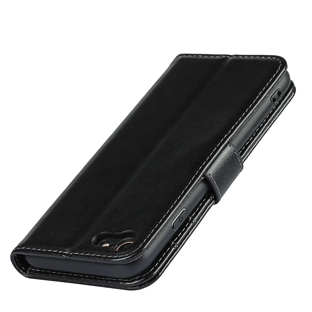 Drop-Proof R61 Texture Felled Seam PU Leather Wallet Mobile Cover Shell for iPhone 7 4.7 inch/8 4.7 inch/SE (2020)/SE (2022) - Black - 7