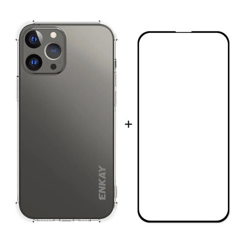 ENKAY HAT PRINCE Thickened Corners Design TPU Cover Case + Full Glue Tempered Glass Full Screen Covering Film for iPhone 13 Pro Max 6.7 inch - 1