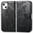 Drop-resistant Big Butterfly Imprinting Leather Wallet Cover with Strap for iPhone 13 6.1 inch - Black - 1
