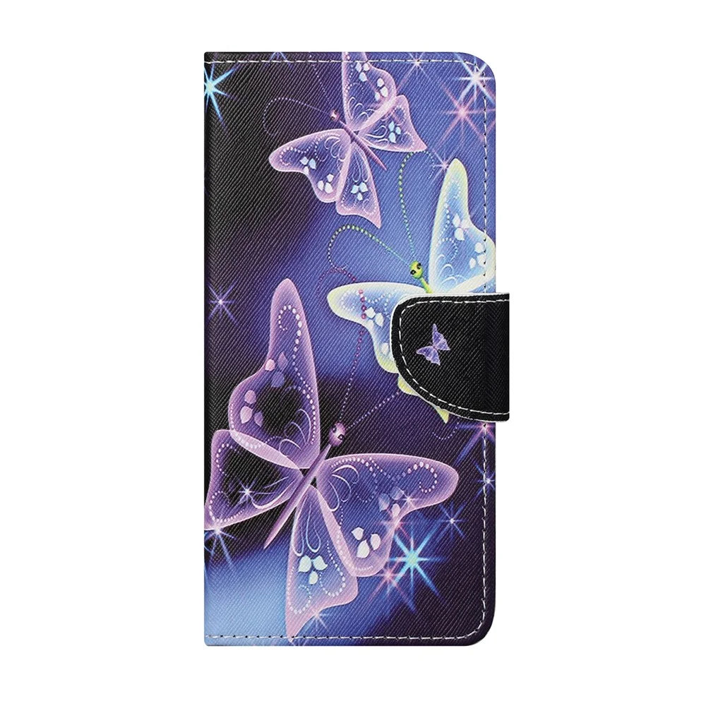 Pattern Printing Cross Texture Leather Wallet Stand Case for iPhone 13 Pro Max - Vivid Butterfly - 2