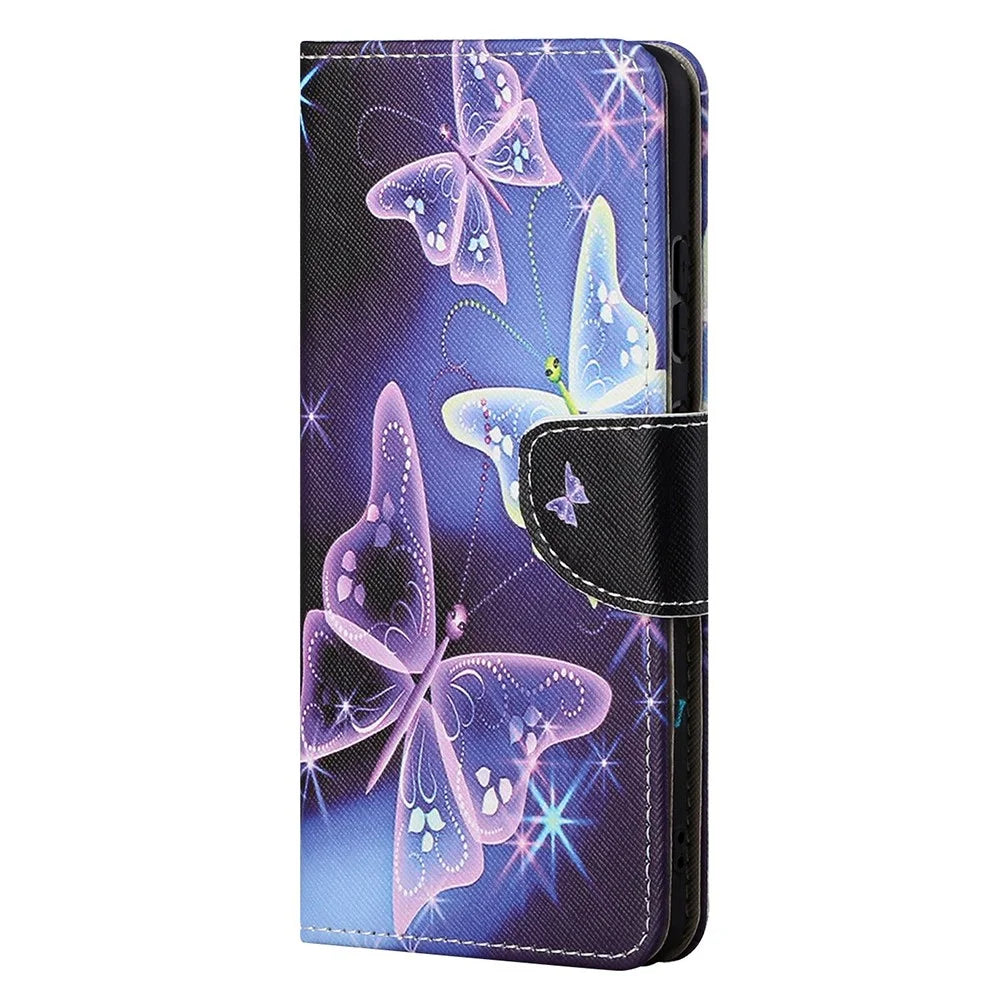 Pattern Printing Cross Texture Leather Wallet Stand Case for iPhone 13 Pro Max - Vivid Butterfly - 3