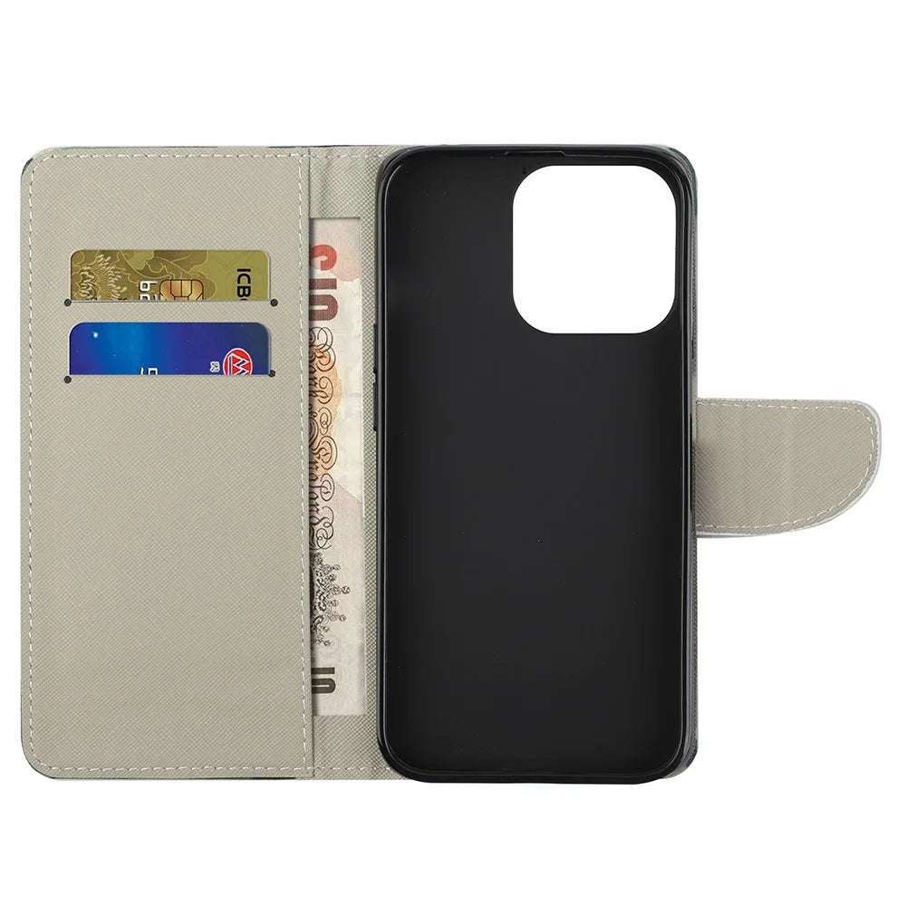 Pattern Printing Cross Texture Leather Wallet Stand Case for iPhone 13 Pro Max - Vivid Butterfly - 6