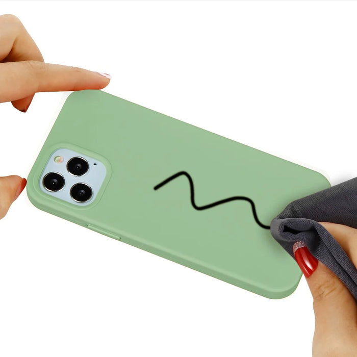 Anti Scratch Liquid Silicone Soft Phone Case Shell for iPhone 13 Pro 6.1 inch - Mint Green - 4
