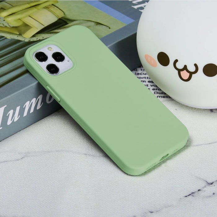 Anti Scratch Liquid Silicone Soft Phone Case Shell for iPhone 13 Pro 6.1 inch - Mint Green - 6
