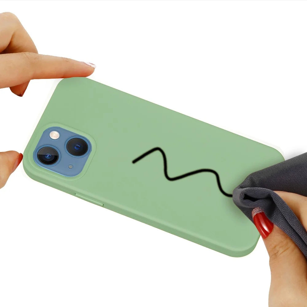 For iPhone 13 Anti-Scratch Liquid Silicone Phone Back Case Protective Cover - Mint Green - 5