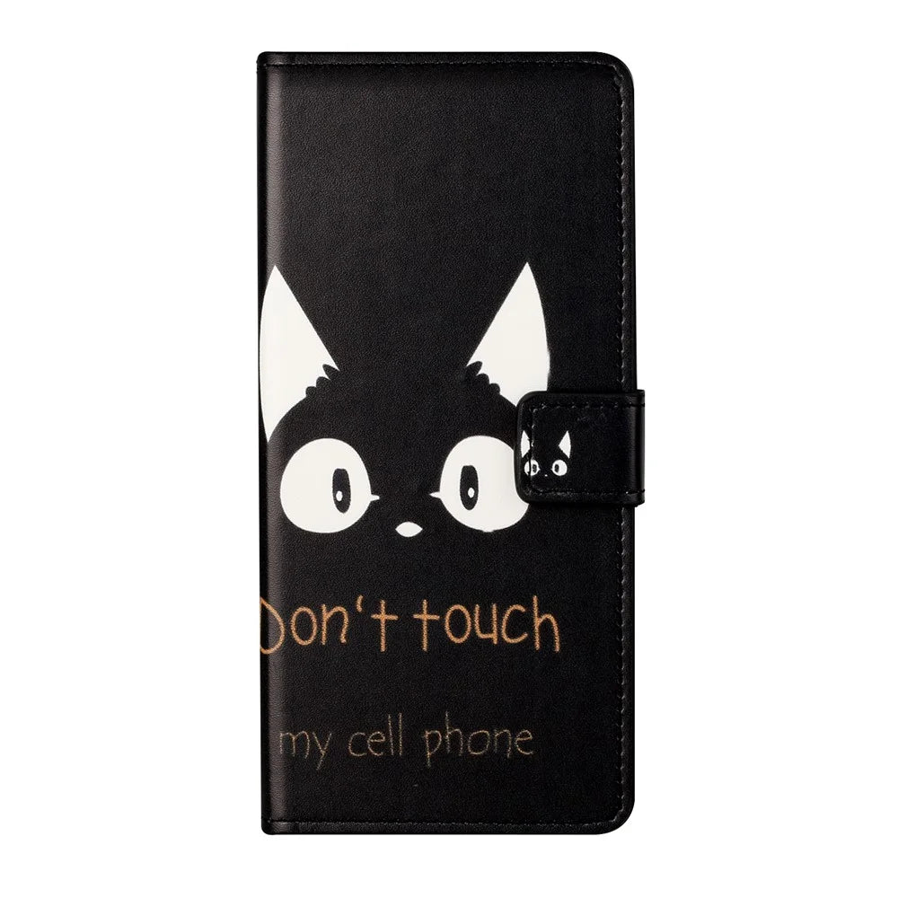 Full Body Protective Pattern Printing PU Leather Wallet Magnetic Closer Shockproof Stand Feature Flip Folio Cover Case for iPhone 13 6.1 inch - Don't Touch My Cell Phone - 3