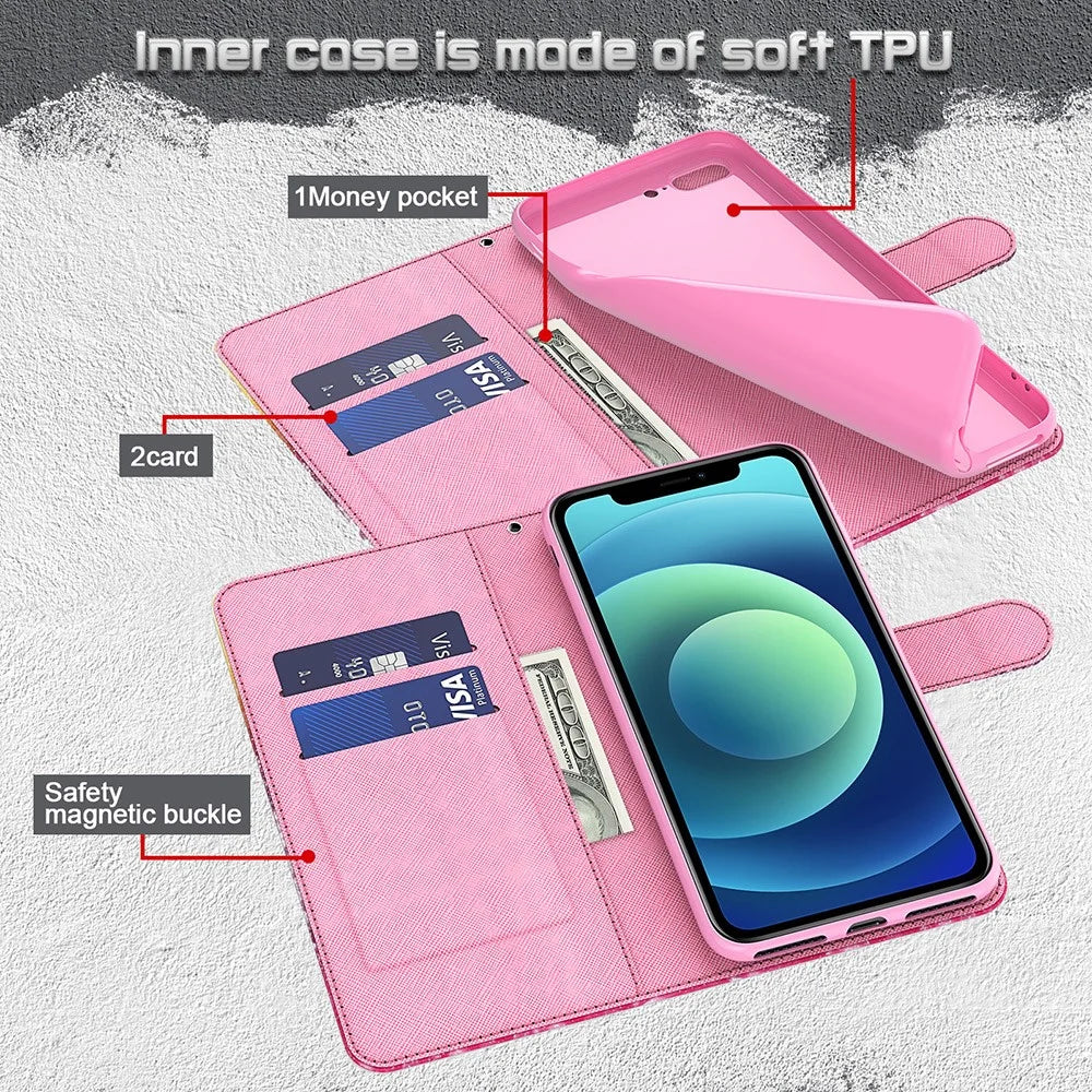 Cool 3D Pattern Printing PU Leather Magnetic Clasp Shockproof Stand Flip Cover with Strap for iPhone 13 mini 5.4 inch - Wish Tree - 2