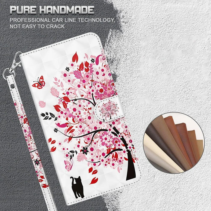 3D Style Pattern Printing Premium PU Leather Wallet Flip Flip Magnetic Stand Cover with Strap for iPhone 13 Pro 6.1 inch - Wish Tree - 4