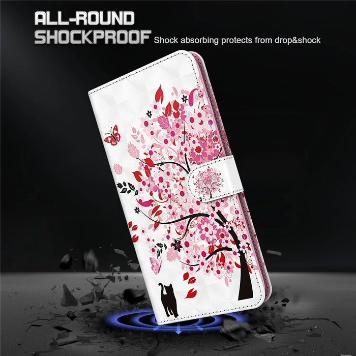 3D Style Pattern Printing Premium PU Leather Wallet Flip Flip Magnetic Stand Cover with Strap for iPhone 13 Pro 6.1 inch - Wish Tree - 5