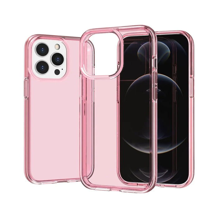 Transparent Anti-impact PC+TPU Phone Back Case for iPhone 13 Pro Max 6.7 inch - Pink - 7