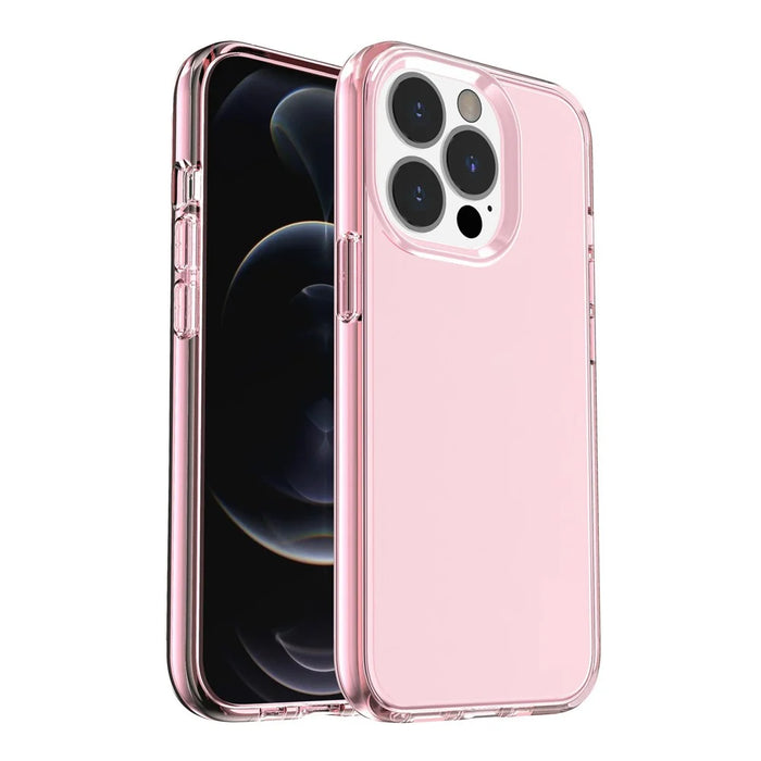 Anti-scratch Transparent PC+TPU Phone Back Case for iPhone 13 Pro 6.1 inch - Pink - 1