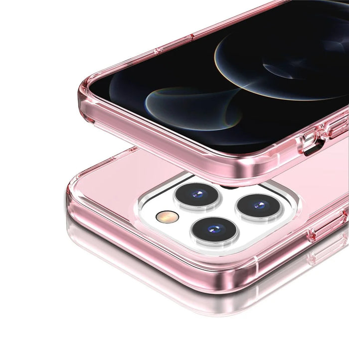 Anti-scratch Transparent PC+TPU Phone Back Case for iPhone 13 Pro 6.1 inch - Pink - 6