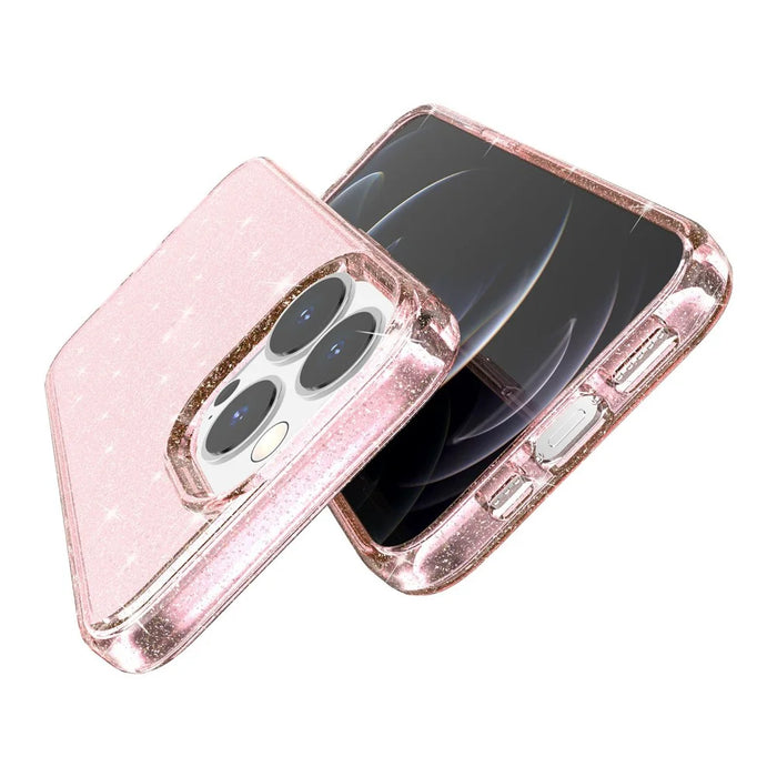 Glitter Bling Powder Phone Case for iPhone 13 Pro Max 6.7 inch, Soft TPU + PC Shockproof Scratch-resistant Cover - Pink - 6