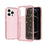 For iPhone 13 Pro Clear Bling Sparkly Powder Glitter Shiny Soft TPU + Hard PC Back Cover - Pink - 7
