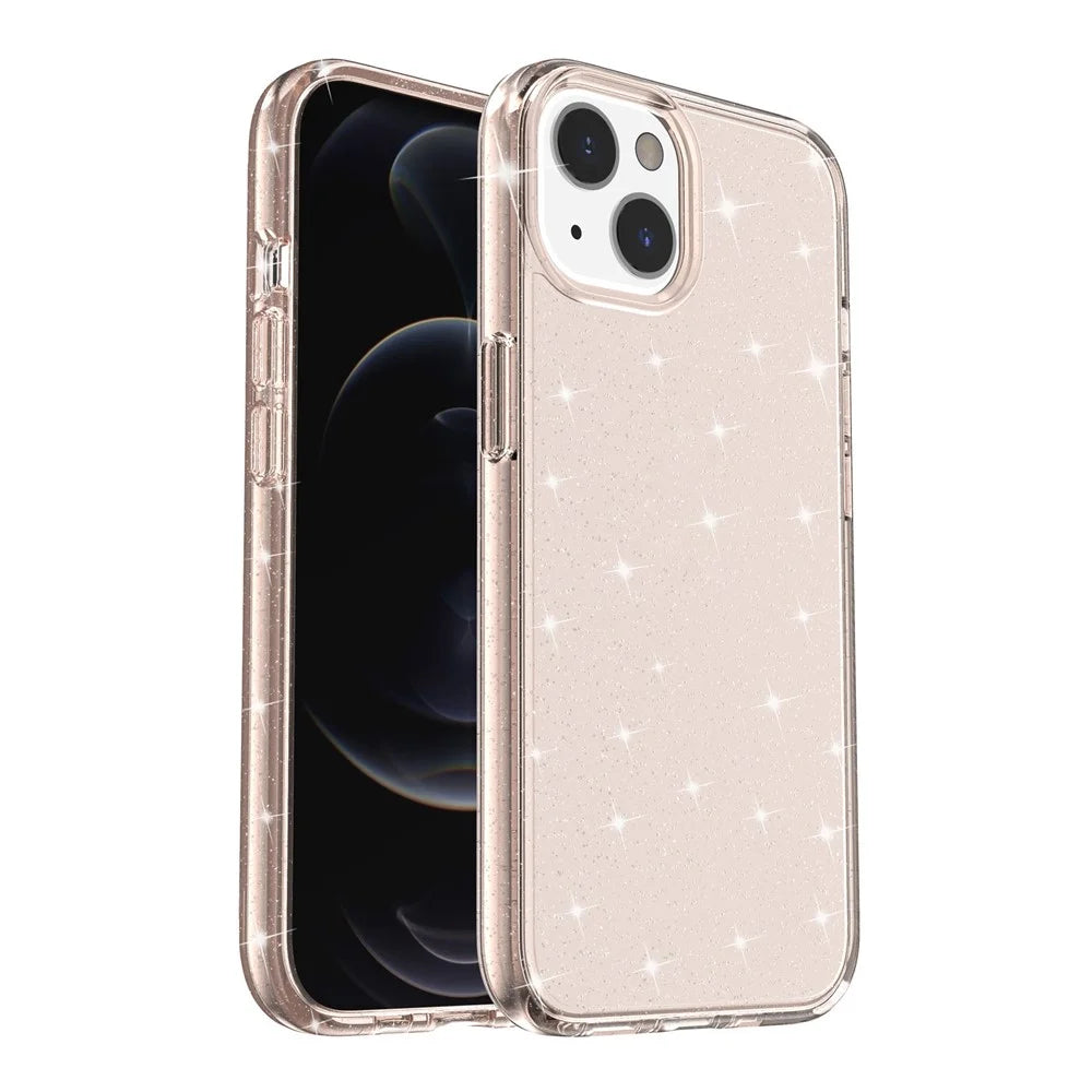 For iPhone 13 mini 5.4 inch Glittery Powder Design Back Cover Soft TPU + Hard PC Drop Protection Phone Case - Gold - 1