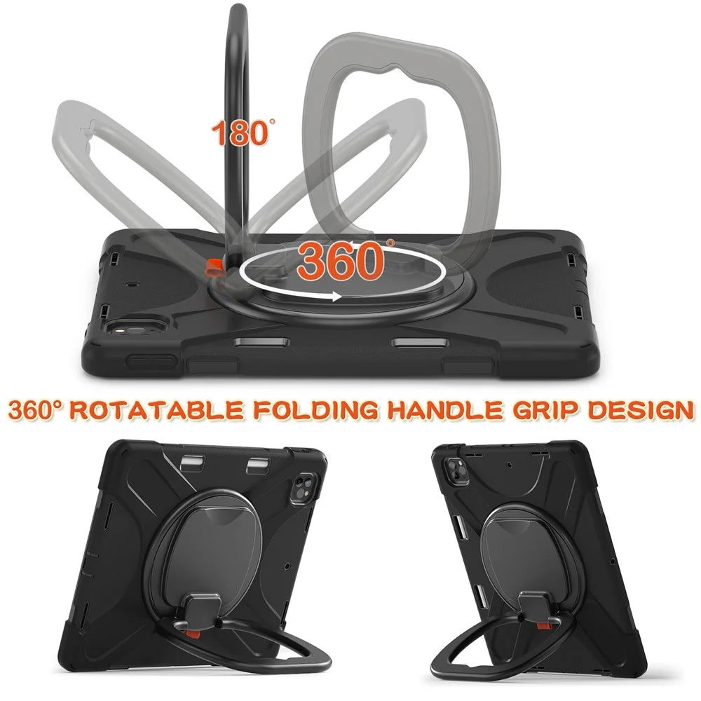 Magnetic-Absorbed Pen Slot Design Hybrid Tablet Cover with 360° Swivel Kickstand Case for iPad Pro 12.9 inch (2022) / (2021) / (2020) / (2018) - Black - 4