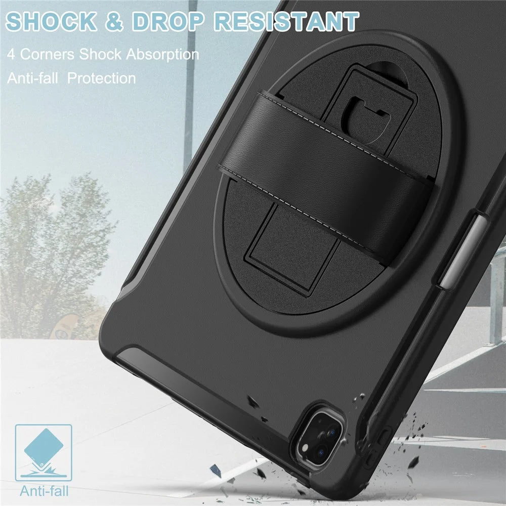 For iPad Air 13 (2026) / (2025) / (2024) / Pro 12.9-inch (2021) 360° Rotary Kickstand PC + TPU Tablet Case with Magnetic-Absorbing Pen Slot - Black - 3