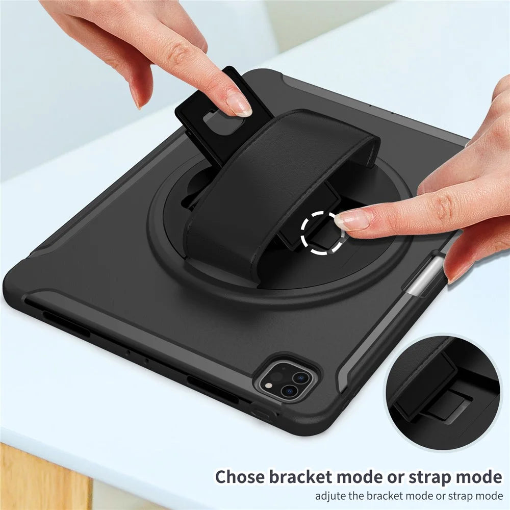 For iPad Air 13 (2026) / (2025) / (2024) / Pro 12.9-inch (2021) 360° Rotary Kickstand PC + TPU Tablet Case with Magnetic-Absorbing Pen Slot - Black - 6
