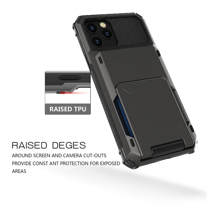 Flip Design Anti-drop Card Holder TPU+PC Hybrid Case for iPhone 13 Pro Max 6.7 inch - White - 7
