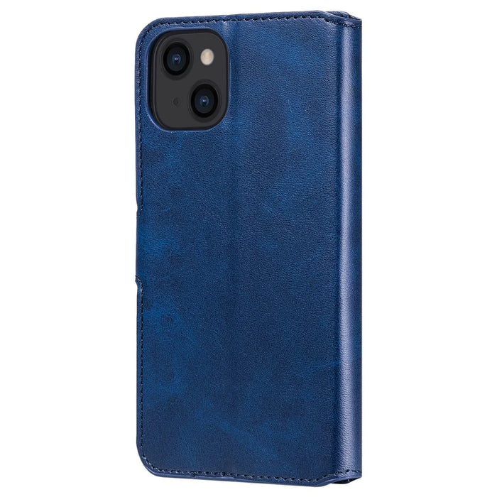 Full Protective Folio Flip Leather Wallet Phone Stand Cover Casing for iPhone 13 6.1 inch - Blue - 7