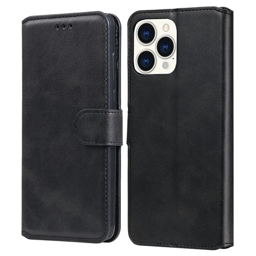 Anti-drop Stand Design Leather Wallet Cell Phone Cover Shell for iPhone 13 Pro Max 6.7 inch - Black - 1