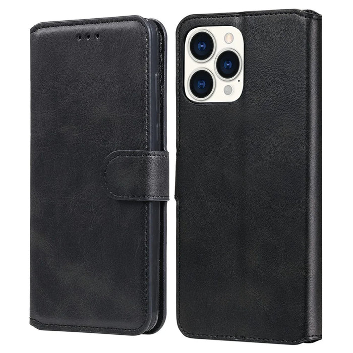 Anti-drop Stand Design Leather Wallet Cell Phone Cover Shell for iPhone 13 Pro Max 6.7 inch - Black - 1