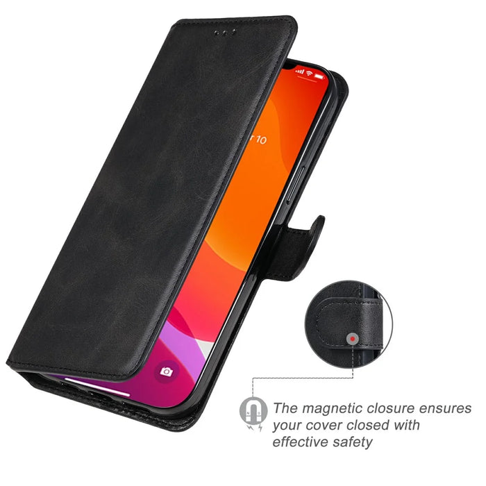 Anti-drop Stand Design Leather Wallet Cell Phone Cover Shell for iPhone 13 Pro Max 6.7 inch - Black - 2