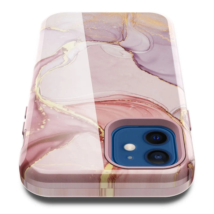 Water Transfer Printing Anti Scratch PC + TPU Phone Case Shell for iPhone 12 /12 Pro - Style G - 3