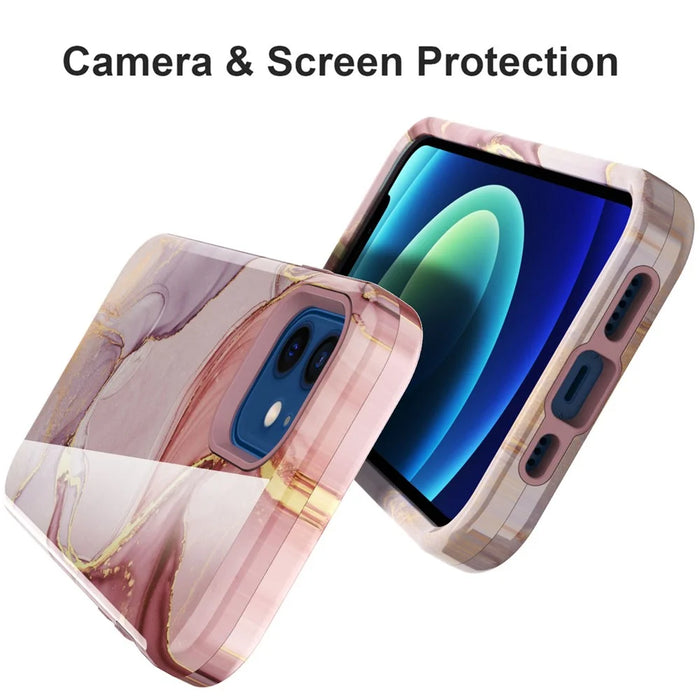 Water Transfer Printing Anti Scratch PC + TPU Phone Case Shell for iPhone 12 /12 Pro - Style G - 5