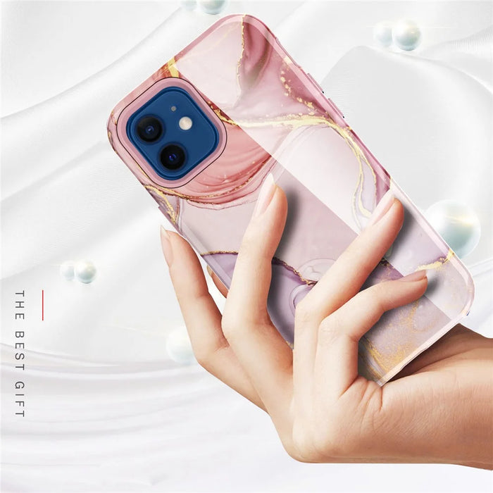 Water Transfer Printing Anti Scratch PC + TPU Phone Case Shell for iPhone 12 /12 Pro - Style G - 6