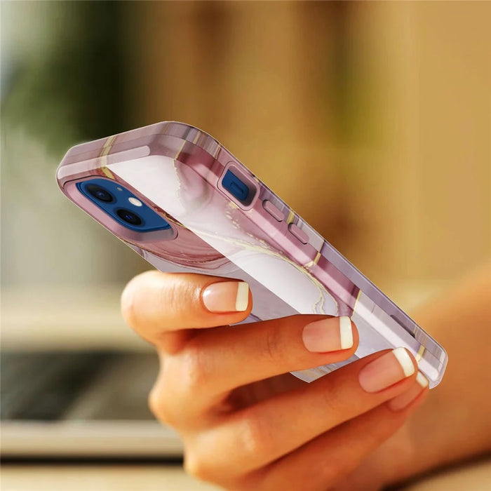 Water Transfer Printing Anti Scratch PC + TPU Phone Case Shell for iPhone 12 /12 Pro - Style G - 7