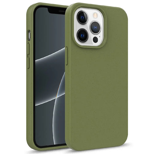 For iPhone 13 Pro Max 6.7 inch Starry Sky Series Starry Sky Series Shockproof Matte Case Biodegradable Wheat Straw Anti-scratch TPU Protective Phone Cover - Blackish Green - 1