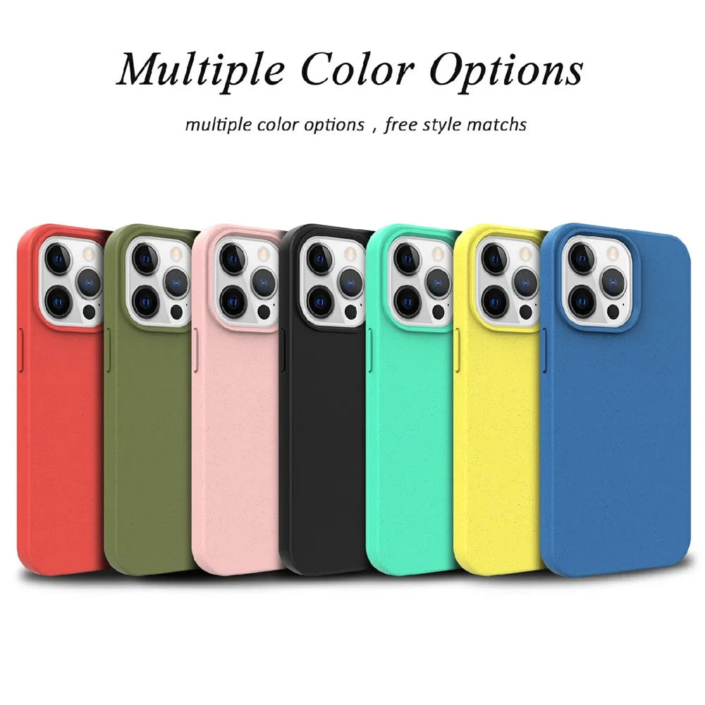 For iPhone 13 Pro Max 6.7 inch Starry Sky Series Starry Sky Series Shockproof Matte Case Biodegradable Wheat Straw Anti-scratch TPU Protective Phone Cover - Blackish Green - 7