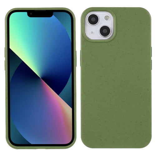 For iPhone 13 6.1 inch Starry Sky Series Eco-Friendly Matte Case Biodegradable Wheat Straw Anti-drop TPU Shockproof Phone Cover - Blackish Green - 1