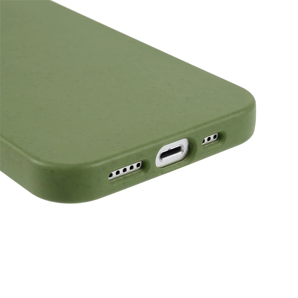 For iPhone 13 6.1 inch Starry Sky Series Eco-Friendly Matte Case Biodegradable Wheat Straw Anti-drop TPU Shockproof Phone Cover - Blackish Green - 5