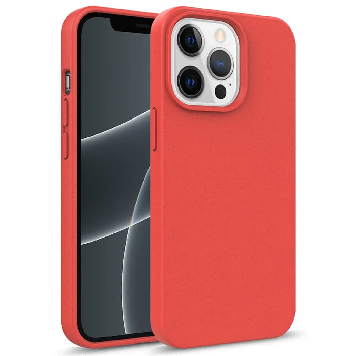 For iPhone 13 Pro 6.1 inch Starry Sky Series Biodegradable Wheat Straw + TPU Phone Case Eco-Friendly Anti-Scratch Back Shell - Red - 1