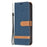 Color Splicing Jeans Cloth Coated PU Leather Phone Case Cover with Wallet Stand for iPhone 13 Pro - Dark Blue - 2