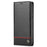 LC.IMEEKE Carbon Fiber Texture PU Leather Stand Case with Wallet for iPhone 12 Pro Max 6.7 inch - Horizontal Red Stripe - 3