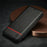 LC.IMEEKE Carbon Fiber Texture PU Leather Stand Case with Wallet for iPhone 12 Pro Max 6.7 inch - Horizontal Red Stripe - 6