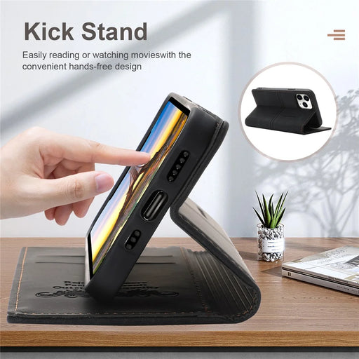 Fantasy Strong Magnet Absorption Drop-Proof Leather Phone Cover Shell for iPhone 13 mini 5.4 inch - Black - 2
