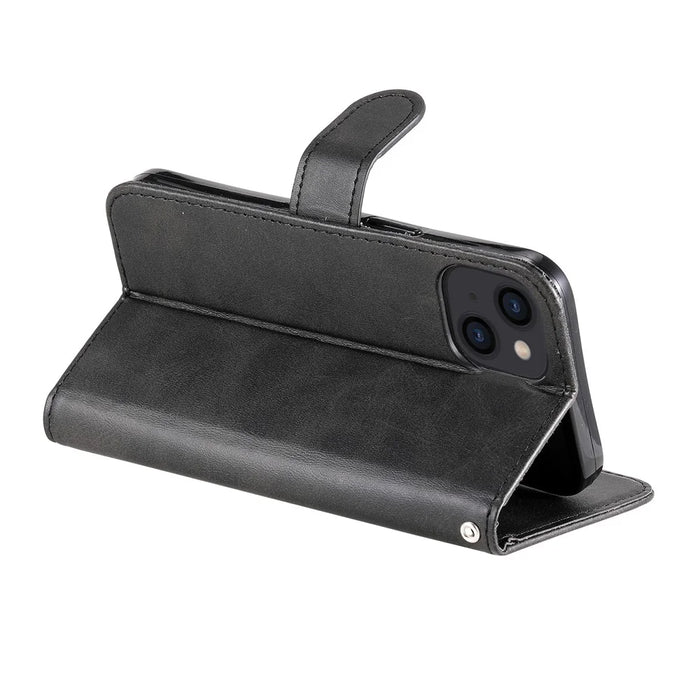 Full Protective Zipper Pocket Leather Wallet Phone Shell for iPhone 13 6.1 inch - Black - 5
