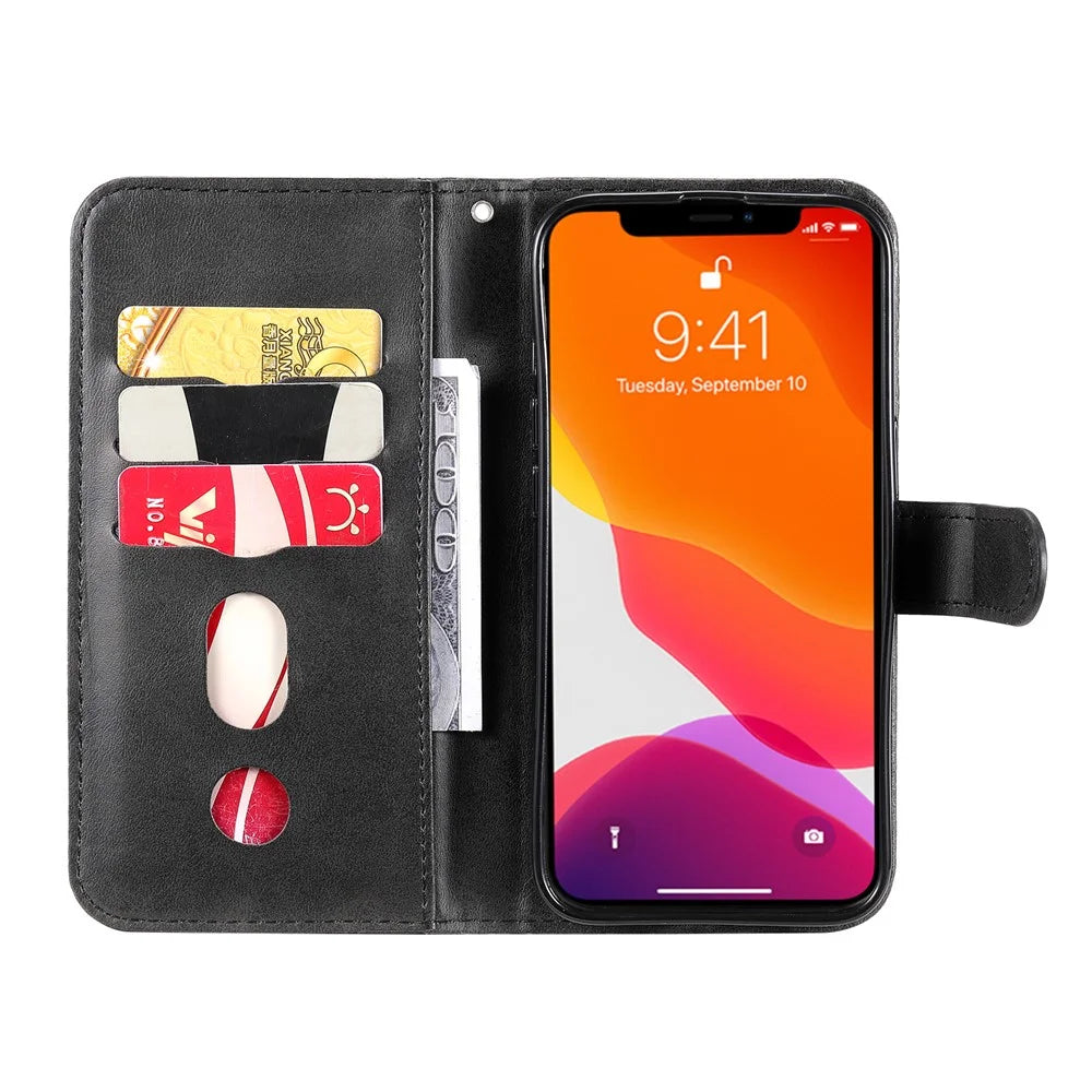Scratch-proof Cover Zipper Pocket Leather Wallet Shell for iPhone 13 Pro 6.1 inch - Black - 7