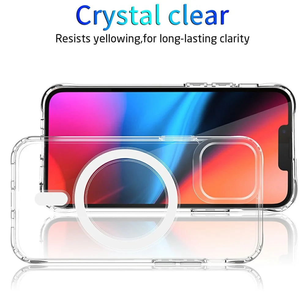 For iPhone 13 6.1 inch Compatible with MagSafe Wireless Charging Hard Acrylic+PC Back Soft TPU Case TPU Case Corner Protection High Impact Protective Clear Cover - 2