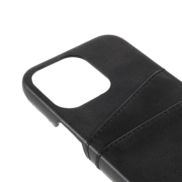 Full Protective Double Card Slots PU Leather Coated PC Cover Shell for iPhone 13 Pro 6.1 inch - Black - 6