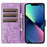 Butterflies Pattern Imprint PU Leather Wallet Card Slots Cover Phone Stand Case for	iPhone 13 mini - Light Purple - 5