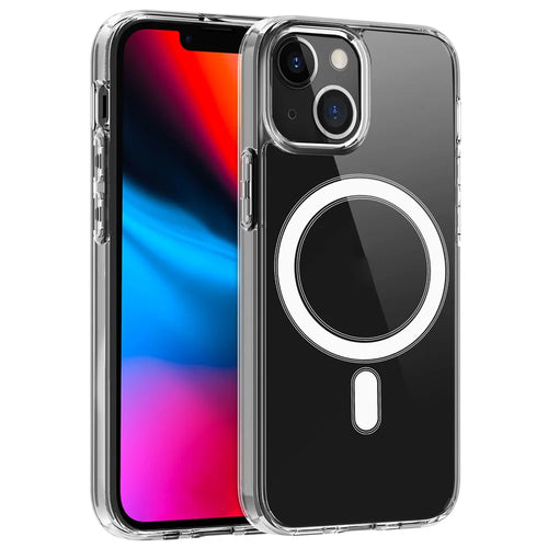 Plastic and Soft TPU Magnetic Case Simple Crystal Transparent Shockproof Cover for iPhone 13 6.1 inch - 1