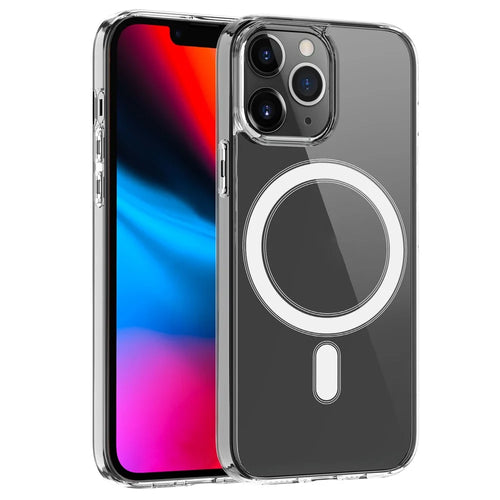 Plastic and Soft TPU Magnetic Cover Simple Crystal Clear Shockproof Shell for iPhone 13 Pro - 1
