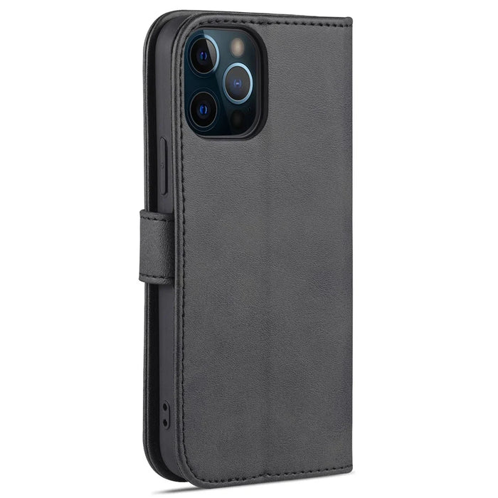 AZNS Leather Folio Flip Wallet Stand Design Perfect Protection Phone Shell for iPhone 13 Pro Max 6.7 inch - Black - 3
